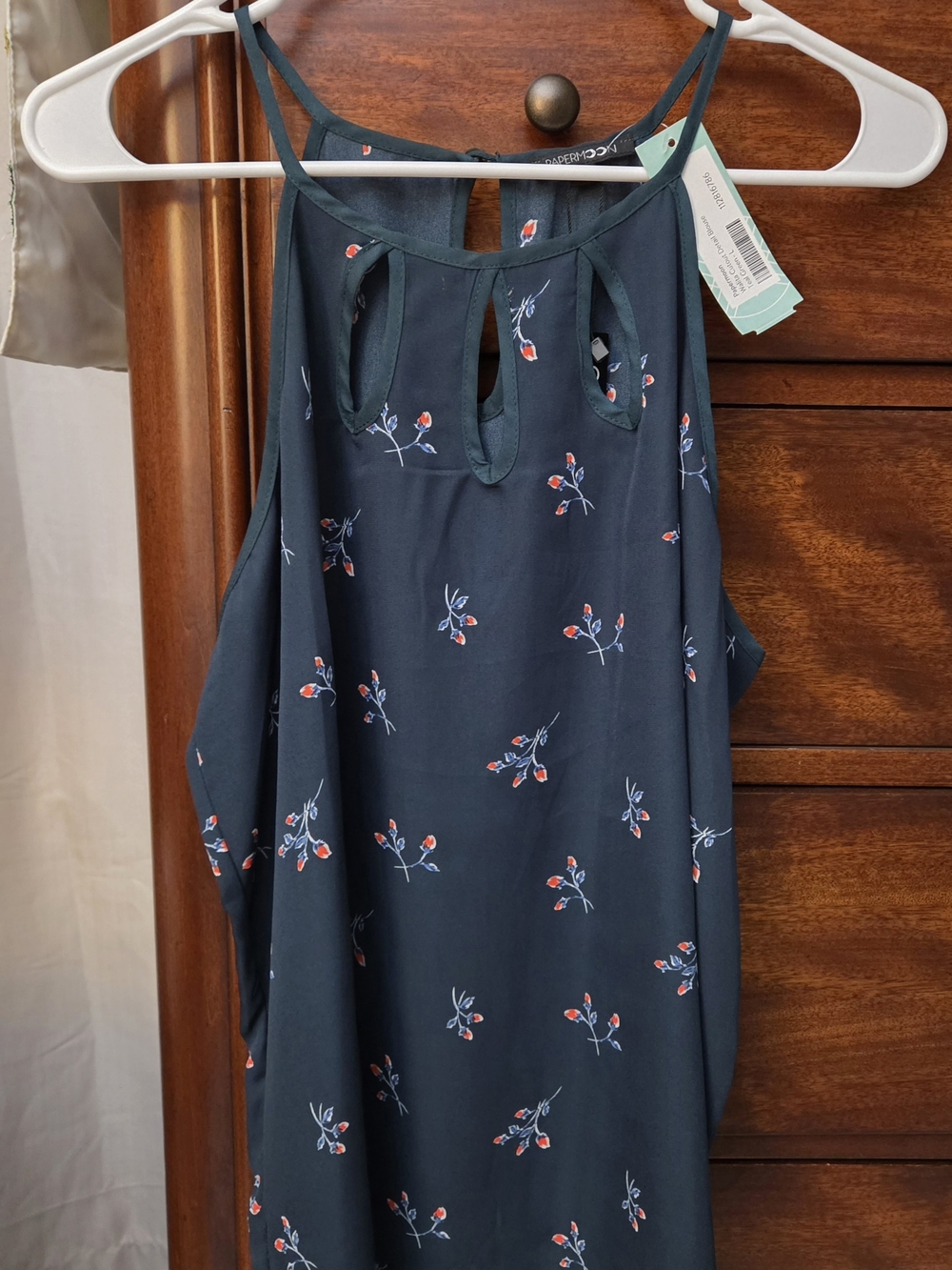 Papermoon Teal Floral Keyhole Camisole